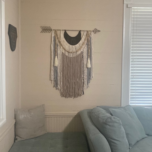 Large boho macrame trendy wall decor with beads . Handmade in Alabama XLarge - Picture 1 of 8